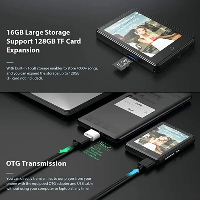RUIZU M7 Metal Bluetooth 5.0 MP3 Music Player Built-in Speaker 2.8 Inch Full Touch Screen HIFI Walkman With FM/E-book/Pedometer - Image 6