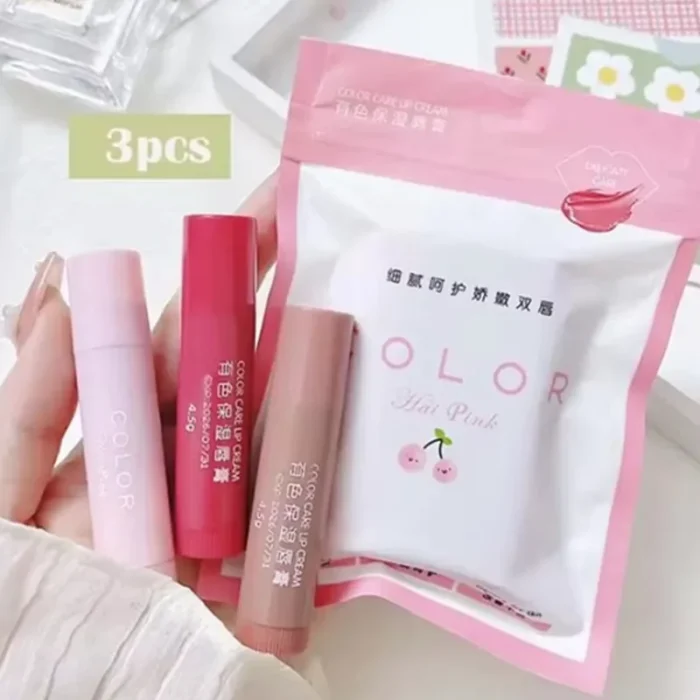 Makeup Korean Lipstick Cosmetic 3 Colors Beauty Moisturize Lip Balm Lipstick Hydrate Cute Girl Plump Lip Water Light Lip Glaze - Image 1