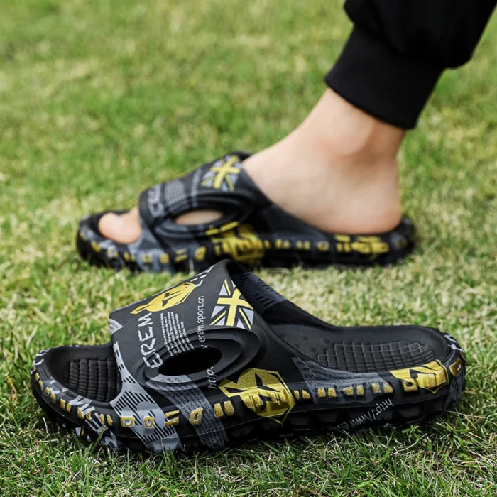New Stylish Men Slides Shoes Indoor Comfortable Summer Male Casual Slippers Print Soft Non-slip Massage EVA Slippers Outdoor 886 - Image 2