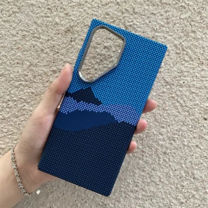 Trendy Carbon Fibre Relief MagSafe Phone Case for Samsung S25 S24 Ultra S23 S24 Plus Wireless Charging Hard PC Shockproof Cover