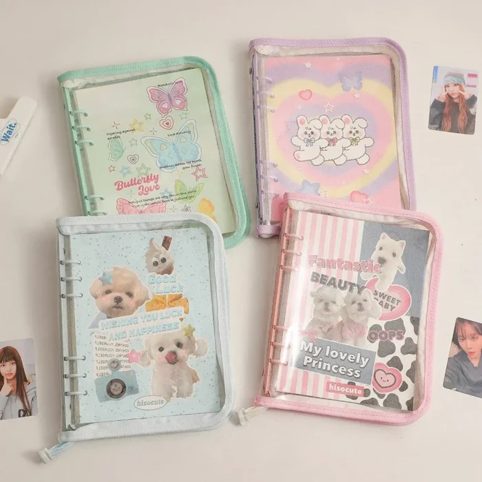 Kawaii A5 Zipper Binder Collect Book PVC Refill Organizer DIY Journal Dairy Transparent Kpop Idol Photo Album Holder Stationery - Image 1