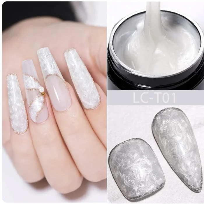 LILYCUTE 7ML 3D Auroral yellow Pearl Shell Thread Gel Nail Polish Shiny Glitter Semi Permanent Manicure For Soak Off UV LED Gel - Image 2