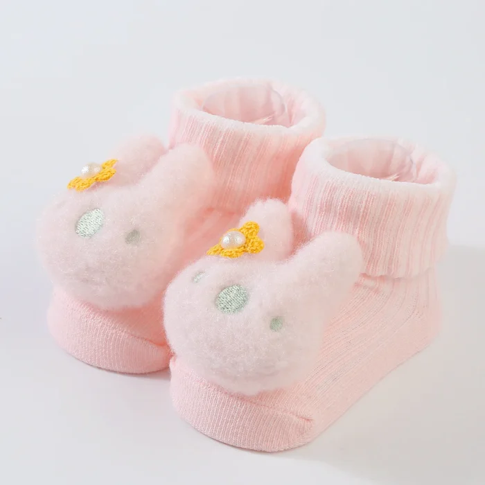 Cute Newborn 3D Cartoon Doll Socks Spring New Baby Soft Prewalker Knitted Sock For Girls Boys Infant Knitting Hairband Socks - Image 5