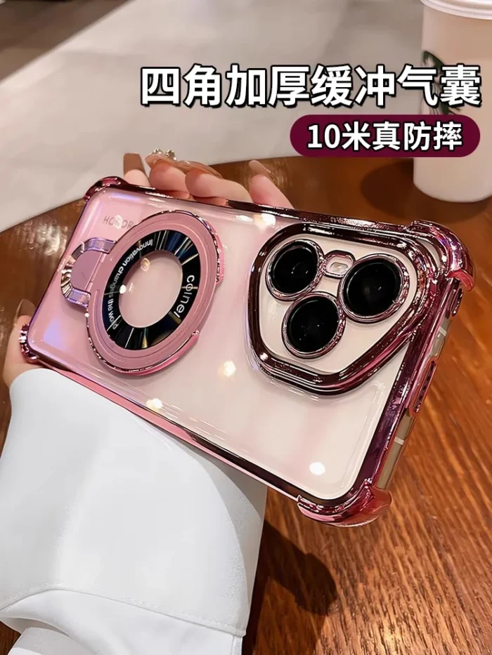 Case for Honor 400 Pro magnetic holder camera protection plating airbag silicone transparent shockproof back cover - Image 6