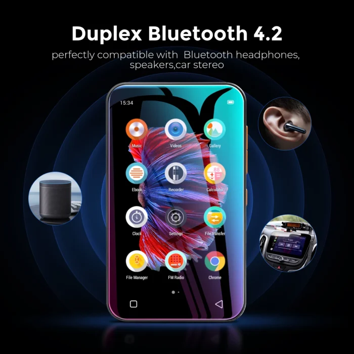 TIMMKOO 4.0" Full Touch Screen Mp3 Player Bluetooth Speakers, mp4 Walkman with WiFi, Radio, Mp3 Android up to 512GB - Image 5
