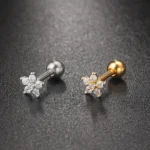 4PCS Stainless Steel Circle Huggie Hoop Earrings Set for Women Gold Color Unique Zircon Flower Stud Earring Piercing Jewelry - Image 3