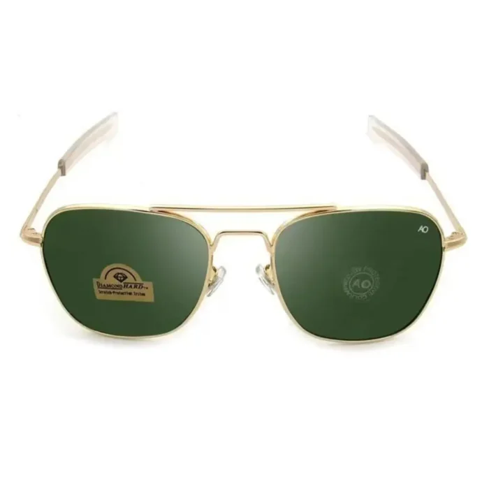 Vintage Look AO Pilot Sunglasses Retro Green Lens Luxury Sunglasses Optical Glass Lens Male Design Fashion Accessory - Image 3