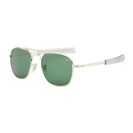 Vintage Look AO Pilot Sunglasses Retro Green Lens Luxury Sunglasses Optical Glass Lens Male Design Fashion Accessory