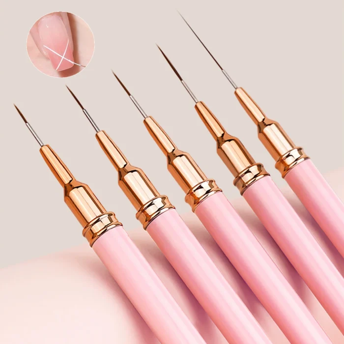 5 Pieces Set Liner Brush for Nail Art Painting,Fine Liner Brushes for Nails,Liner Nail Brush Set for Acrylic - Image 1