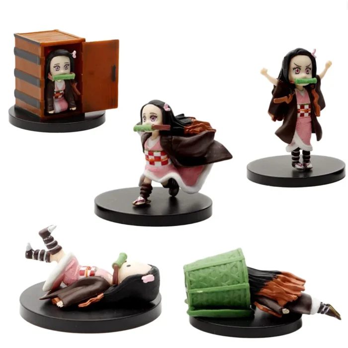5 Pcs/Set Cute Anime Demon Slayer Kamado Nezuko Action Figures PVC Model Collection Kid Gift Toy - Image 1
