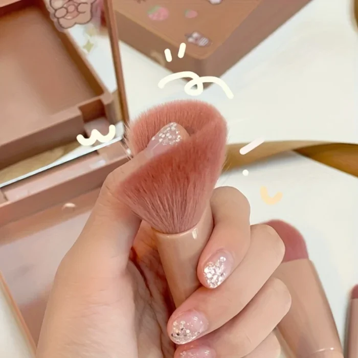 Mini Makeup Brush Set Travel Makeup Brush Set，5Pcs Portable Makeup Brush Set With Mirror - Foldable Travel Kit - Image 3
