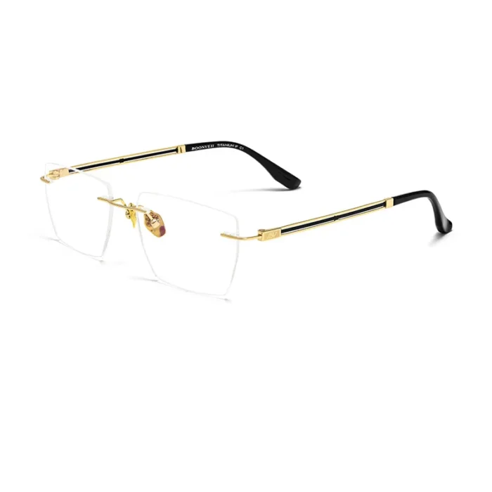 FIRADA Fashion Comfortable Eyeglasses Retro Pure Titanium Rimless Eyewear Business Prescription Glasses Frame Men Women BV6037V - Image 6