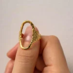 316L Stainless Steel Geometric Oval Rings for Women Men Punk Irregular Textured Open Ring High-Quality Waterproof Jewelry Gift