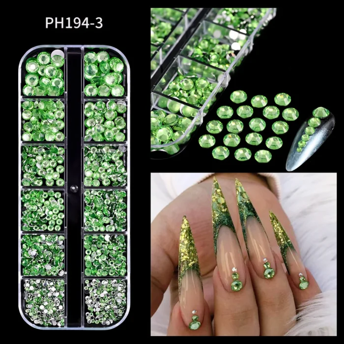 12Grid/box Gold Silver Half Round Caviar Bead Nail Charms 1/2/3/5mm Flatback Round Steel Nail Bead Micro Ball Manicure Bead - Image 3