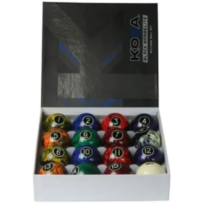 Koda Sports KBBM 2-1/4" Black Marbelite Swirl Complete Billiards & Pool Balls Set - Image 3
