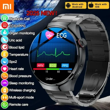 2025 New Xiaomi Smart Watch Blood oxygen Blood Lipid Uric Acid ECG+PPG Body Temperature Bluetooth Call Health Smartwatch