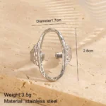 316L Stainless Steel Geometric Oval Rings for Women Men Punk Irregular Textured Open Ring High-Quality Waterproof Jewelry Gift - Image 6