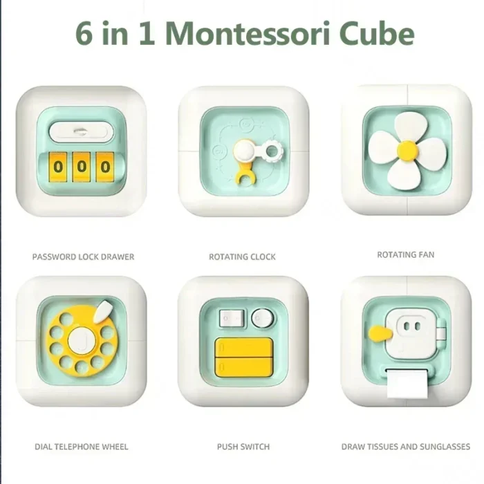 6 in 1 Montessori Educational Toys Sensory Busy Board Baby Practice Skills Drawer Cube Fidget Educational Toys for Girl Boy - Image 5