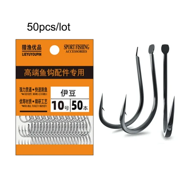 50PCS Small Fishing Hooks High Carbon Steel Freshwater Size 1 - 13 Barbed Carp Hooks - Image 1