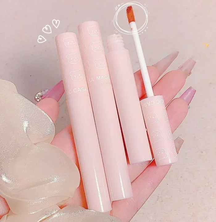 Water Mirror Lipstick Kit Moisturizing Lasting Non-stick Cup Lip Glaze Bubble Bear Liquid Lipsticks Women Lip Korean Makeup Sets - Image 2