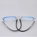 KLASSNUM Men Reading Glasses Rimless Cut Edge Presbyopic Glasses Anti Blue Light Anti Fatigue Plus Glasses Presbyopia Clear Lens - Image 4