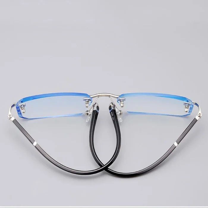 KLASSNUM Men Reading Glasses Rimless Cut Edge Presbyopic Glasses Anti Blue Light Anti Fatigue Plus Glasses Presbyopia Clear Lens - Image 4