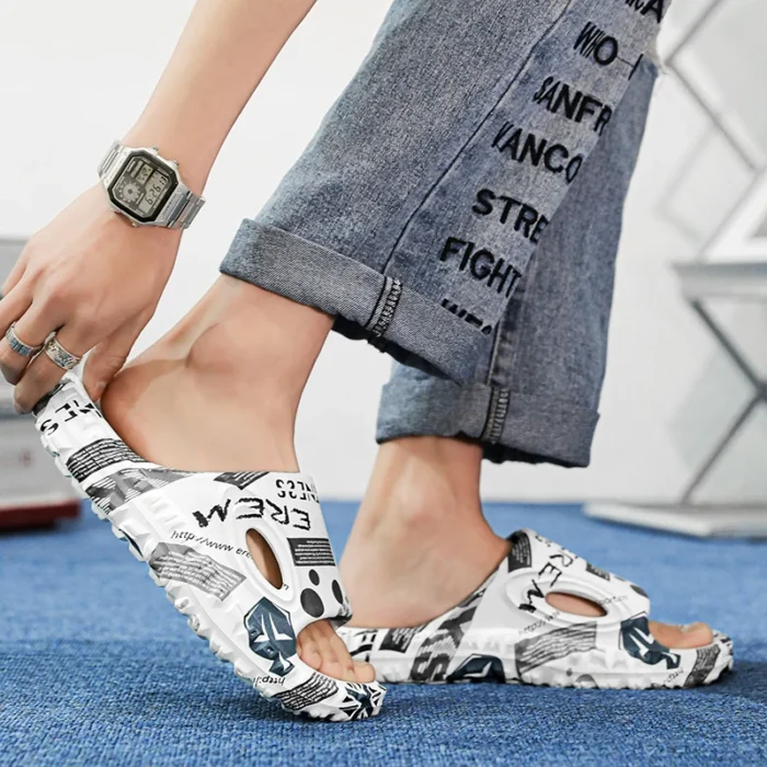 New Stylish Men Slides Shoes Indoor Comfortable Summer Male Casual Slippers Print Soft Non-slip Massage EVA Slippers Outdoor 886 - Image 4