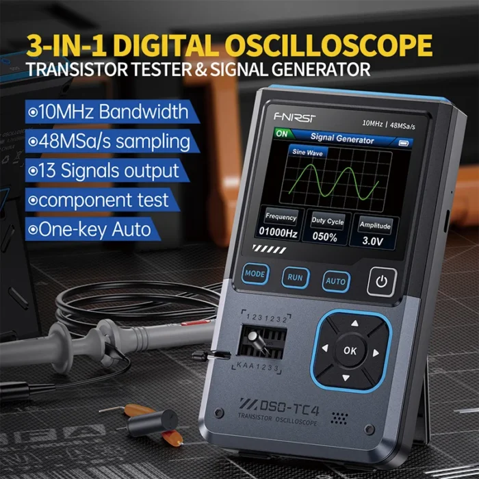 FNIRSI DSO-TC4 3in1 Digital Oscilloscope Transistor Tester Signal Generator 10MHz 48Ms/s Automative Ocsillscope LCR Tester Tools - Image 2