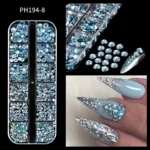 12Grid/box Gold Silver Half Round Caviar Bead Nail Charms 1/2/3/5mm Flatback Round Steel Nail Bead Micro Ball Manicure Bead - Image 2