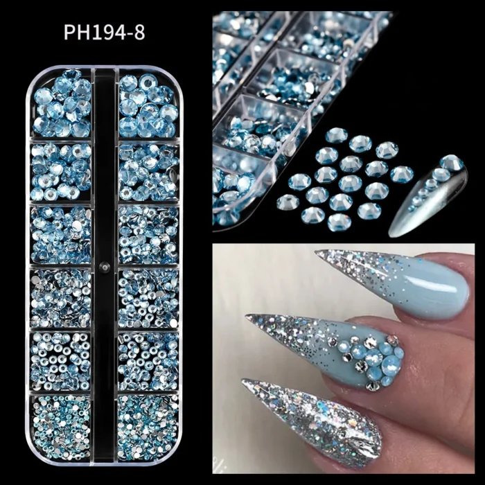12Grid/box Gold Silver Half Round Caviar Bead Nail Charms 1/2/3/5mm Flatback Round Steel Nail Bead Micro Ball Manicure Bead - Image 2