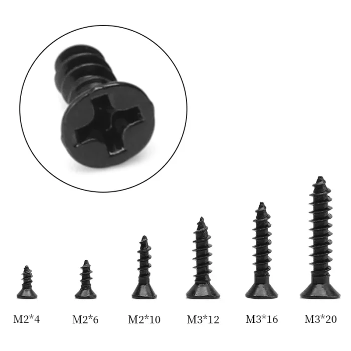 20/50pcs M2 M3 Small Micro Carbon Steel Cross Phillips Flat Countersunk Pan Head Self Tapping Wood Screw Machine Laptop Screws - Image 2