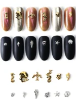 12 Grids/Box Summer Sea-Themed Nail Art Studs 3D Gold/Silver Ocean Shell,Starfish,Conch Nail Charms DIY Mixed Metal Nail Parts## - Image 5