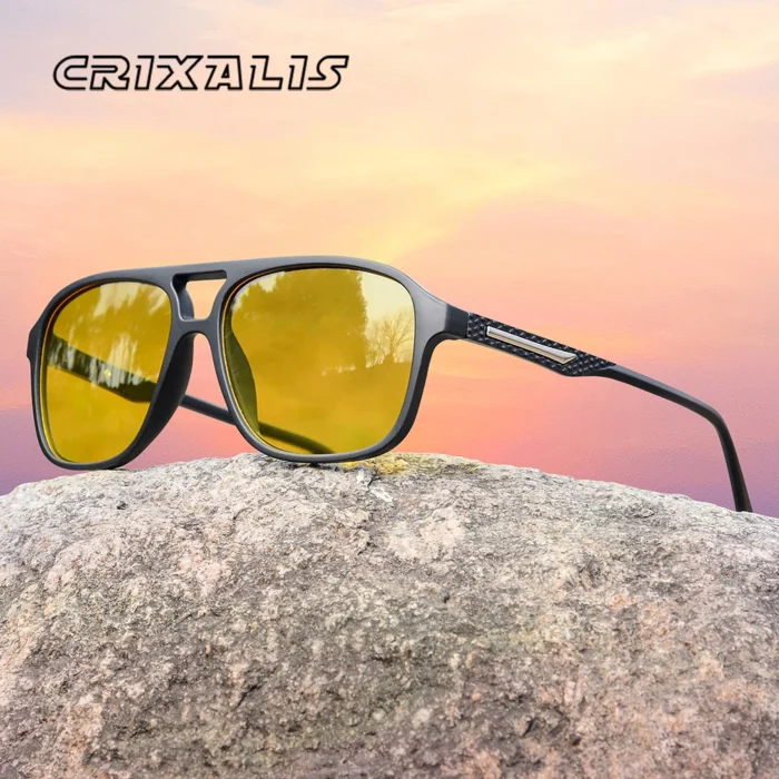 CRIXALIS Pilot Vintage Square Sunglasses Men Women Retro Driving Night Vision Sun Glasses Female Luxury Designer Shades UV400 - Image 1