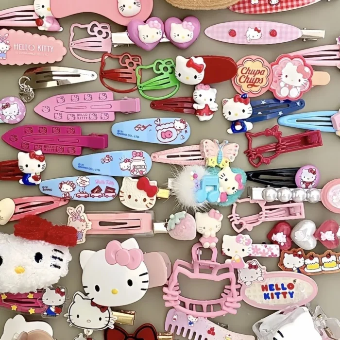 19Pcs Suit Hello Kitty Hair Clip Hairpin for Girls Children's Cinnamoroll Hello Kitty Accessories Hairpin Bb Clip Girls Gifts - Image 1