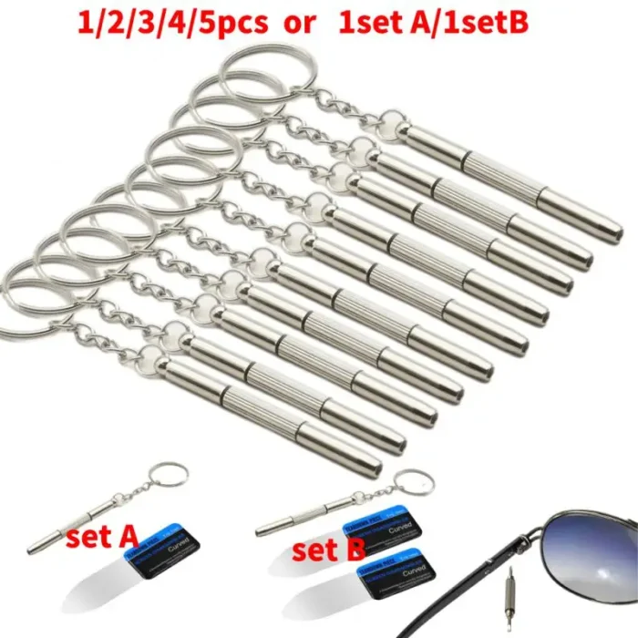 Eyeglass Screwdriver Portable Stainless Steel 3 In 1Keychain Screwdriver Eyeglass Sunglasses Watch Screwdriver Repair Kit Tools - Image 2