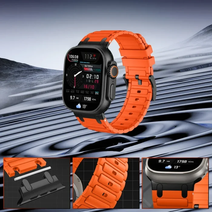 Silicone strap for Apple Watch Band Ultra 2 49mm 46mm 44mm 40mm 45mm 41mm 38mm 44mm for iwatch series 10 9 8 7 6 5 4 3 2 1se - Image 2