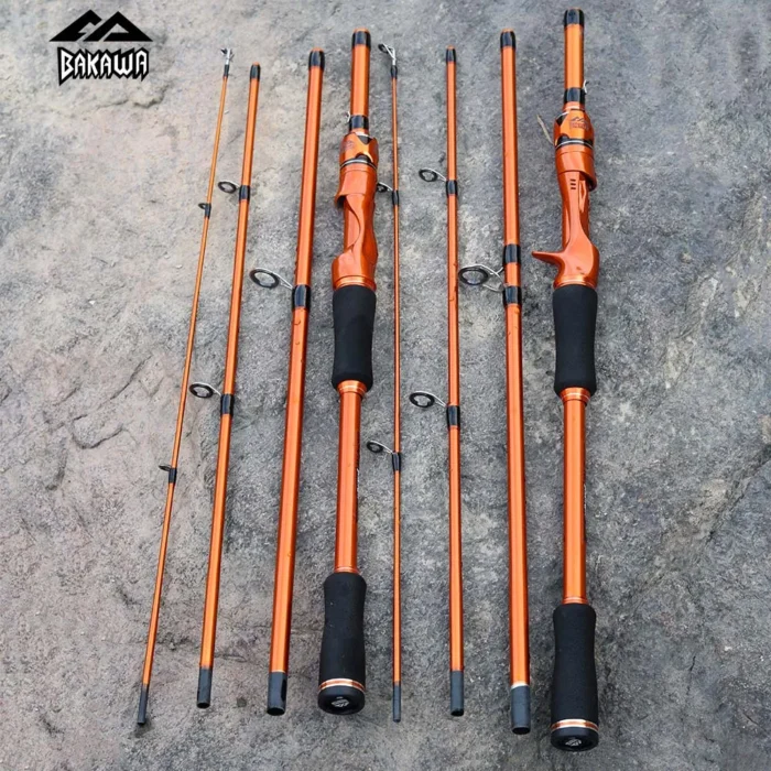 BAKAWA Casting Spinning Fishing Rods 1.8M 2.1M 4 Section UltraLight Travel Portable Lure Feeder Pole Pesca EVA Handle Tackle - Image 1