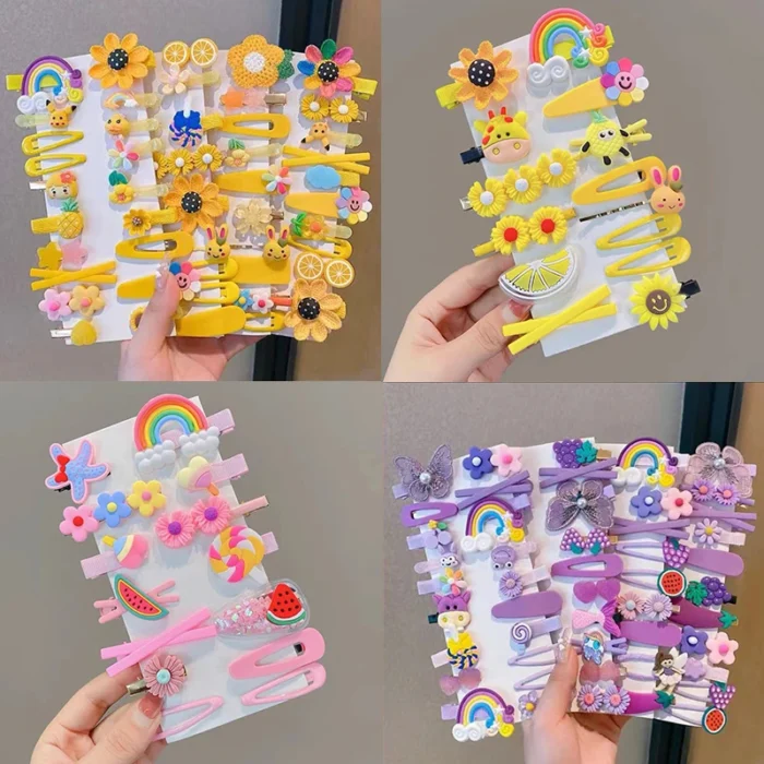 Kiss Jewelry Colorful Cute Cartoon Butterfly Rainbow Hairpins Girls Kids Fragmented Fruits Animal Hair BB Clips Hair Accessories - Image 1