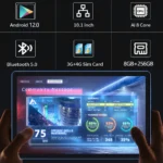 BDF P60 Tablet Pc 10.1 Inch 8GB RAM 256GB ROM Android 12 Octa Core 3G 4G LTE Double SIM Cards Global Version Google Tablets - Image 2