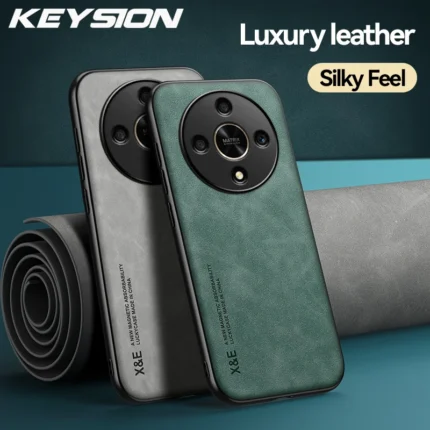 KEYSION Luxury Retro Leather Case for HONOR X9b 5G X9A 5G Soft Silicone Shockproof Phone Back Cover for Huawei Magic 6 5 Lite 5G