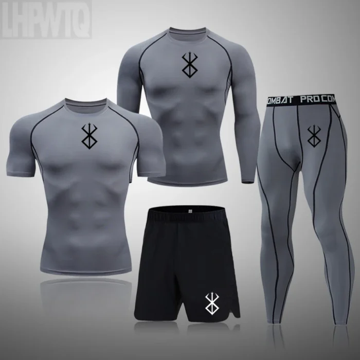 3/4PCS Tracksuit Sports Suits Gym Compression T Shirt Fitness Running Sets Jogging Sportwear Mens Sport Suit Brand Rashgard - Image 4