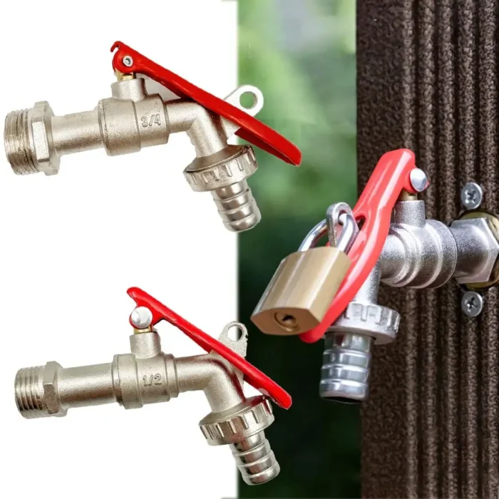 Durable With Lock Garden Hose Faucet 1/2 Inch 3/4 Inch Zinc Alloy Lockable Faucet Replacement Garden Tools Thread Water Tap - Image 4
