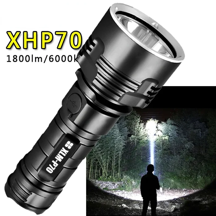 Super Bright High Power Led Flashlight P70 USB Rechargeable Flashlight Waterproof Light 26650 Battery Flashlight Camping Light - Image 1