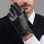 Men's Real Sheepskin Gloves Winter Warm Fleece Thickened Touch Screen Driving Riding Business Leather Gloves Thin Windproof - Image 3