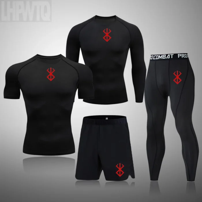 3/4PCS Tracksuit Sports Suits Gym Compression T Shirt Fitness Running Sets Jogging Sportwear Mens Sport Suit Brand Rashgard - Image 1