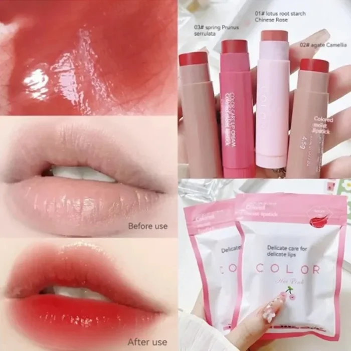 Makeup Korean Lipstick Cosmetic 3 Colors Beauty Moisturize Lip Balm Lipstick Hydrate Cute Girl Plump Lip Water Light Lip Glaze - Image 3