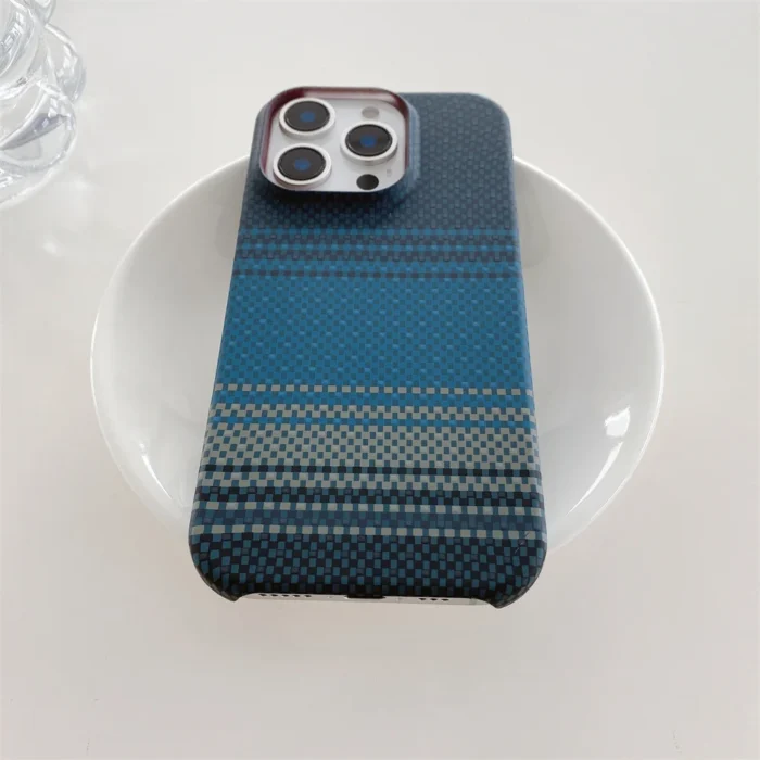 For IPhone 16 Plus 15 14 13 12 Pro Max Kevlar Pattern Phone Case Magnetic Carbon Fiber Leather Borderless Protective Cover - Image 5