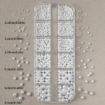 12 Grids Mixed White Pearl Nail Charms 3D Round/Semicircle Pearl Beads Nail Art Rhinestones Manicure Accessories DIY Parts Y7%6K - Image 3