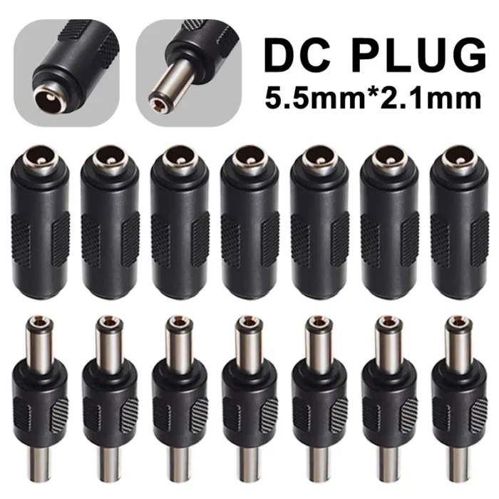 8Pcs 5.5*2.1mm DC Power Plug DC Power Socket Double Male Plug Dual Female Jack Socket DC Connector for Audio Video Adaptor - Image 1