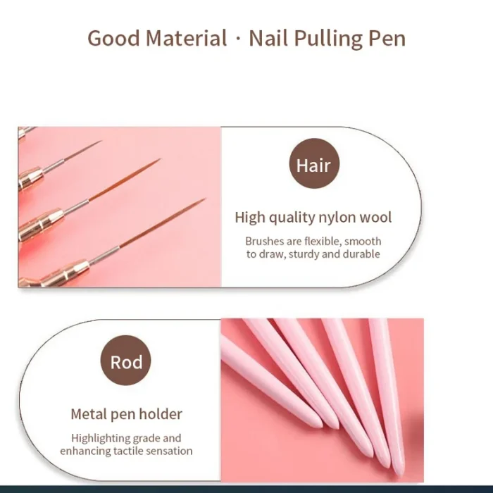 5 Pieces Set Liner Brush for Nail Art Painting,Fine Liner Brushes for Nails,Liner Nail Brush Set for Acrylic - Image 2